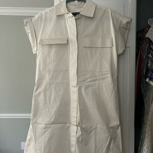 Banana Republic Khaki Cream Cargo Short Sleeve Shirt Dress